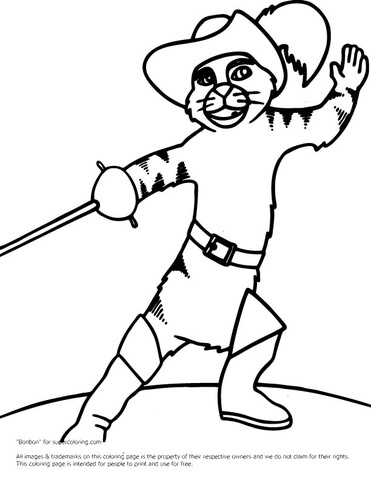 Puss In Boots Fighting Coloring Page